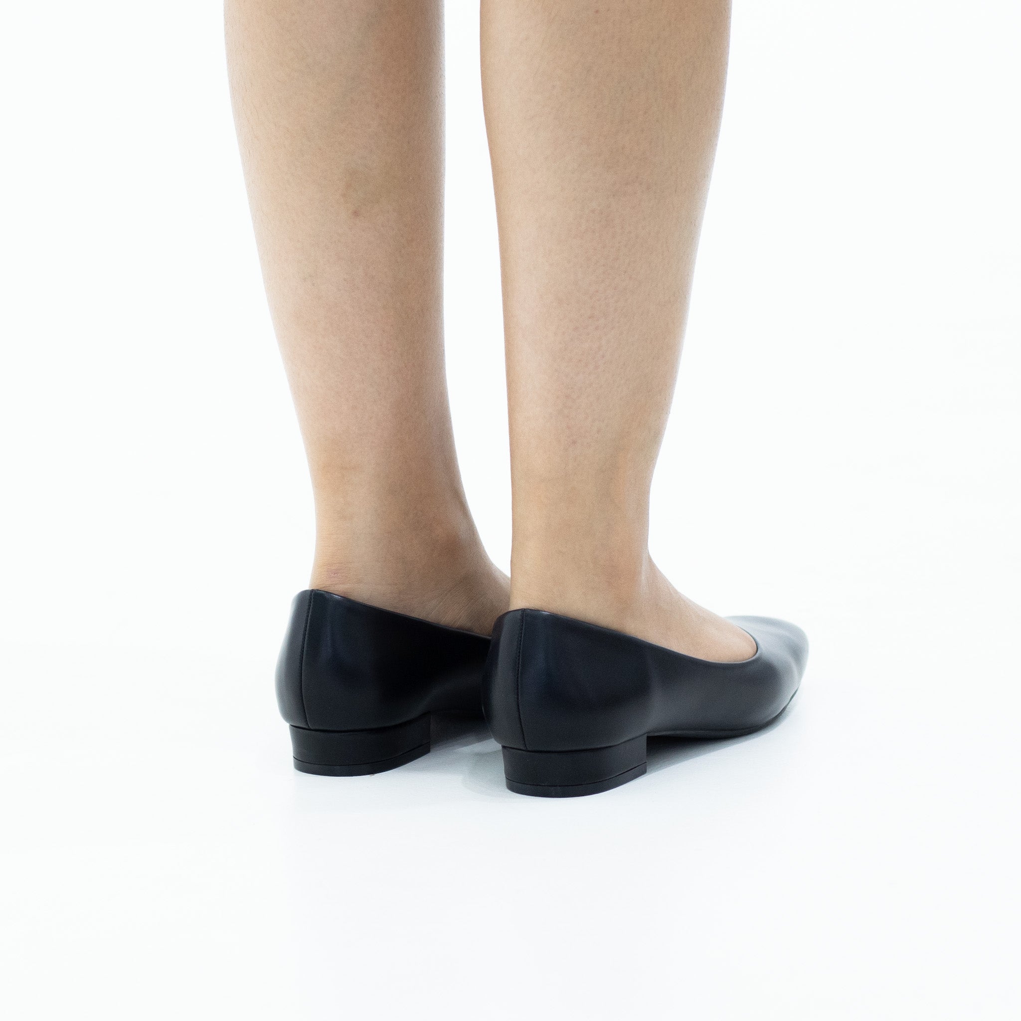 Black comfort 2cm low heel court shoe scorpio