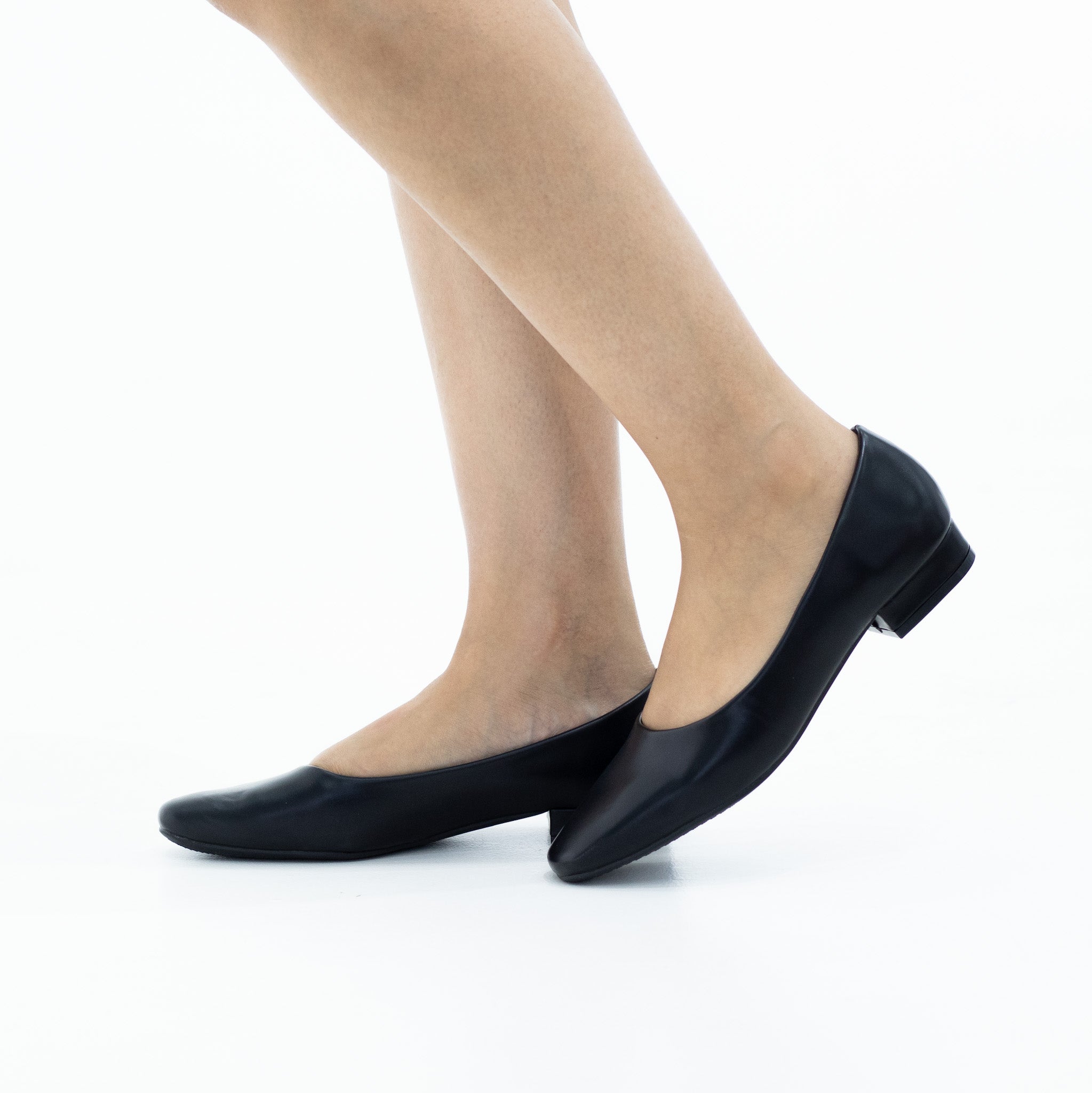 Black comfort 2cm low heel court shoe scorpio