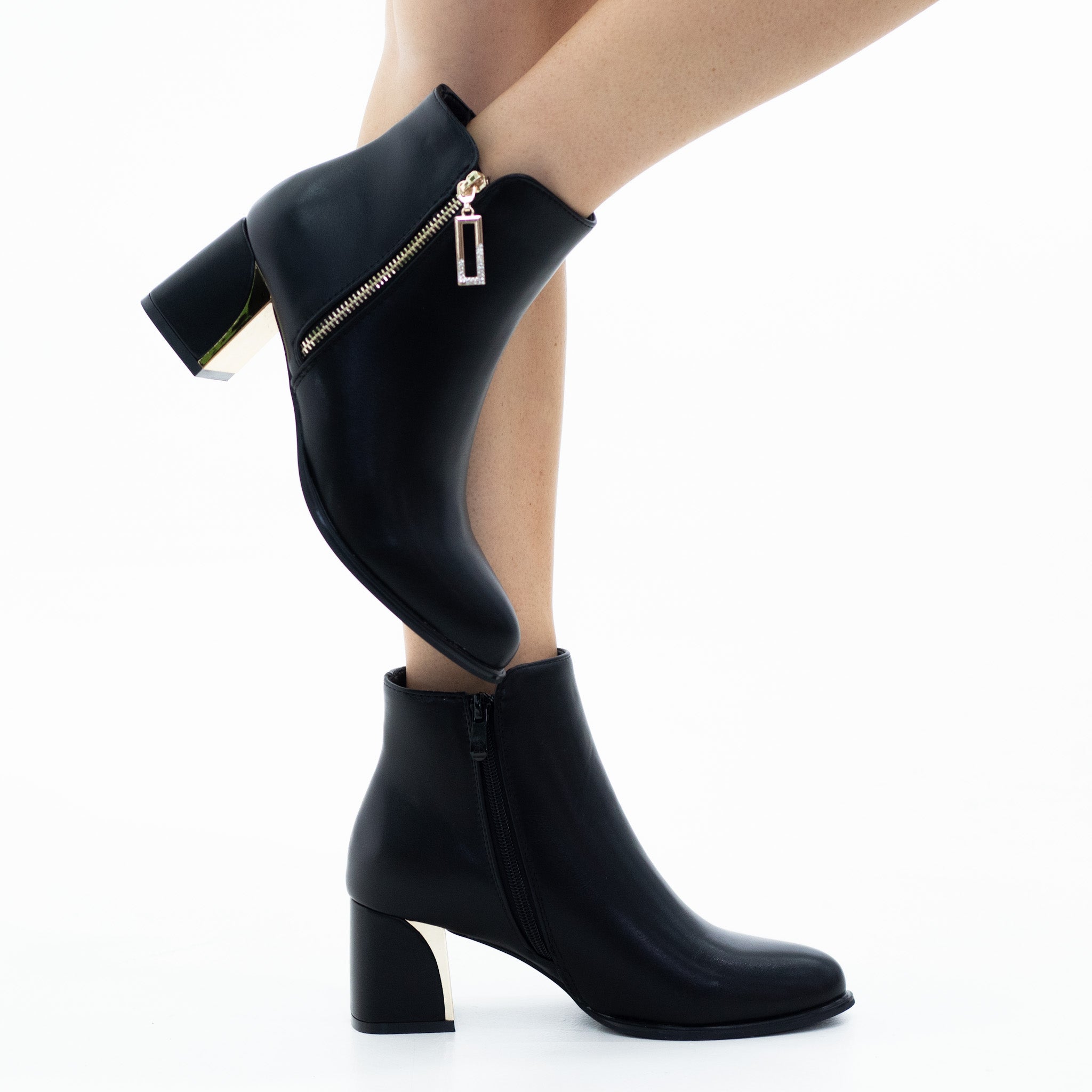 Black 6cm heel side zip ankle boot margo